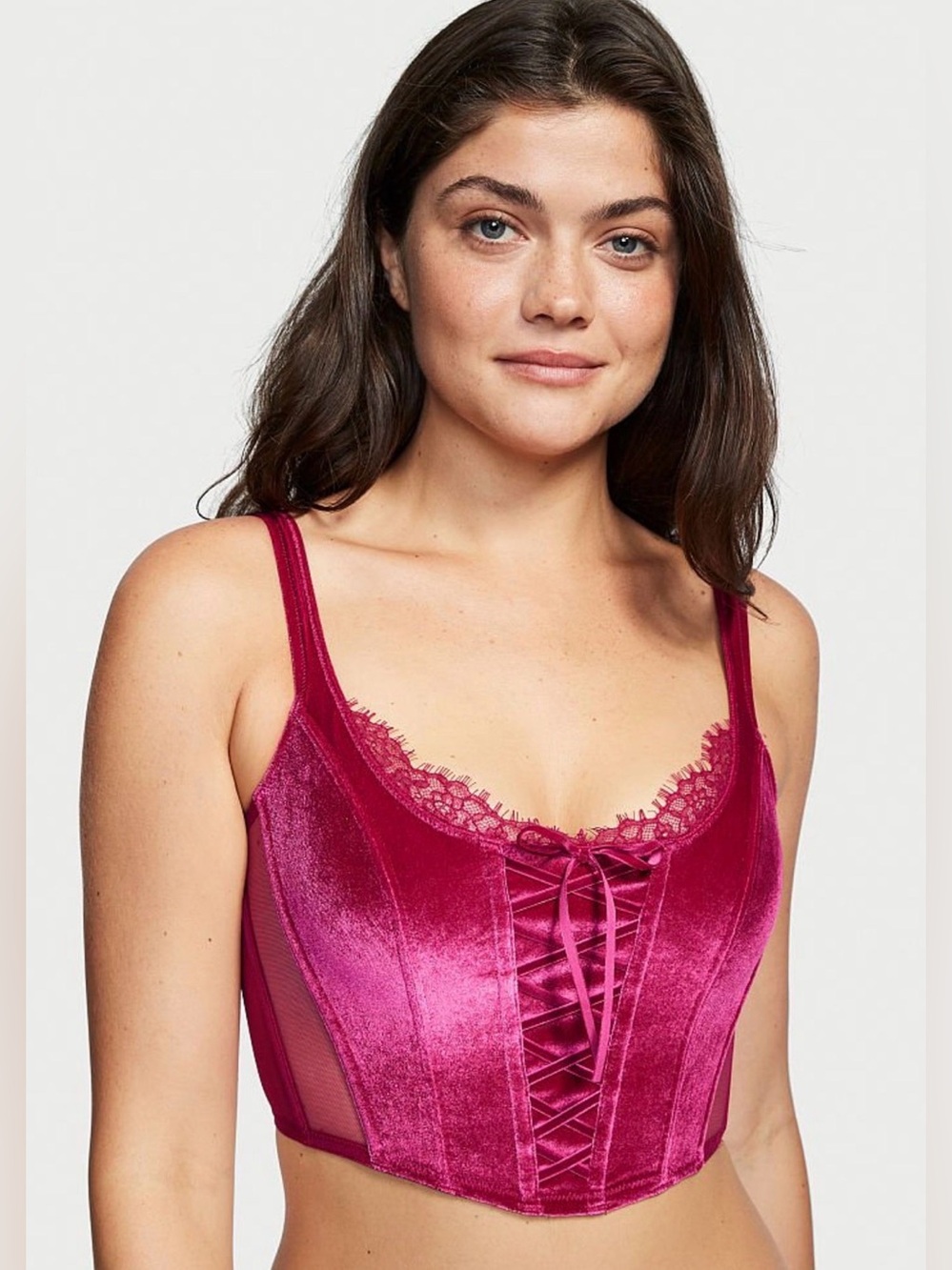 NWOT Victoria Secret Small Velvet Lace-Up Bustier Top